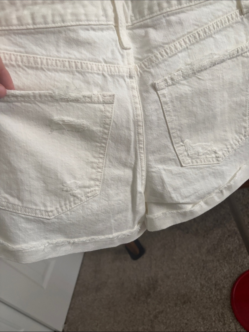 Abercrombie & Fitch White Distressed Denim Short Shorts - Picture 9 of 14